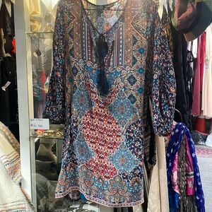 Tolani multi colored 100% Silk dress